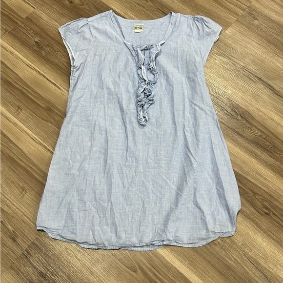 Converse Blue Half Button Ruffle Shirt Dress Women Size XL - Picture 1 of 8